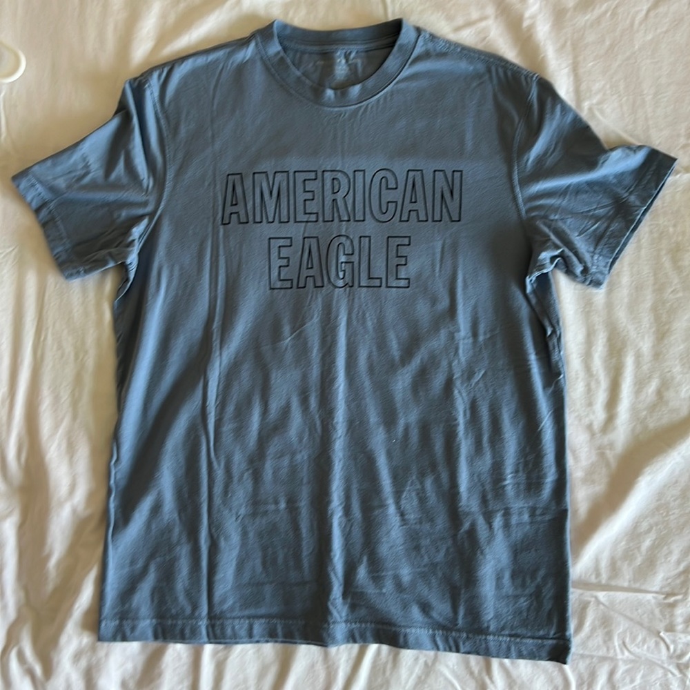 American Eagle T-Shirt with Text Medium Blue